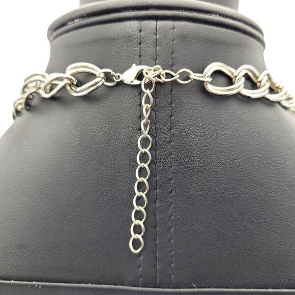 Bold Chunky Silvertone Multi-Strand Serpentine Rope Chain Statement Necklace 22" - Picture 7 of 7